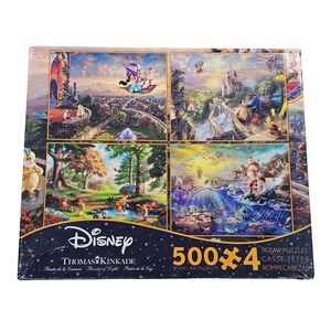 Disney Thomas Kinkade 4-in-1 Jigsaw Puzzle Set 500 Pieces Each 3667-1 Multi-Pack